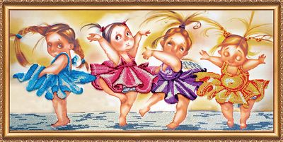 Bead Embroidery Kit on Art Canvas "Dance of the Little Swans"