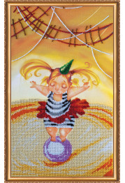 Bead Embroidery Kit on Art Canvas "Girl on ball"