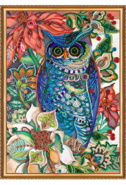Bead Embroidery Kit on Art Canvas "Smart eagle owl"
