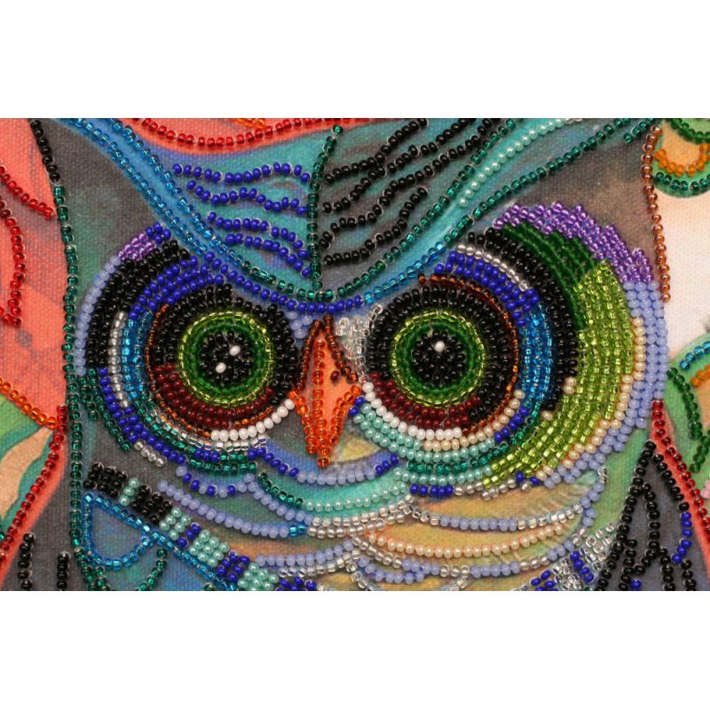 Bead Embroidery Kit on Art Canvas "Smart eagle owl"