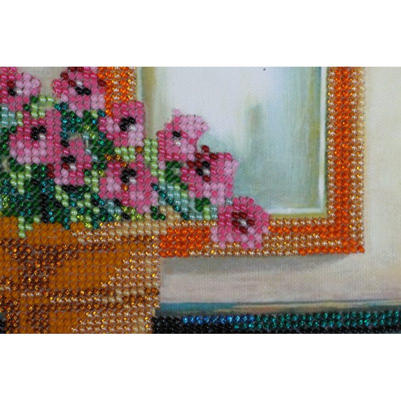 Bead Embroidery Kit on Art Canvas "Azalea"