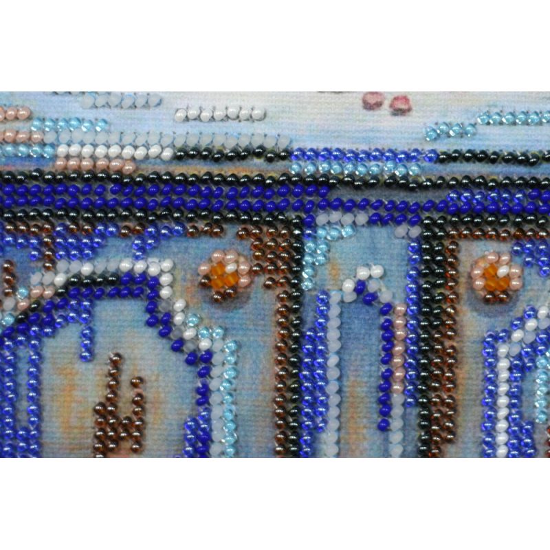Bead Embroidery Kit on Art Canvas "Hydrangea at window"