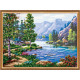 Bead Embroidery Kit on Art Canvas "Mountain morning"