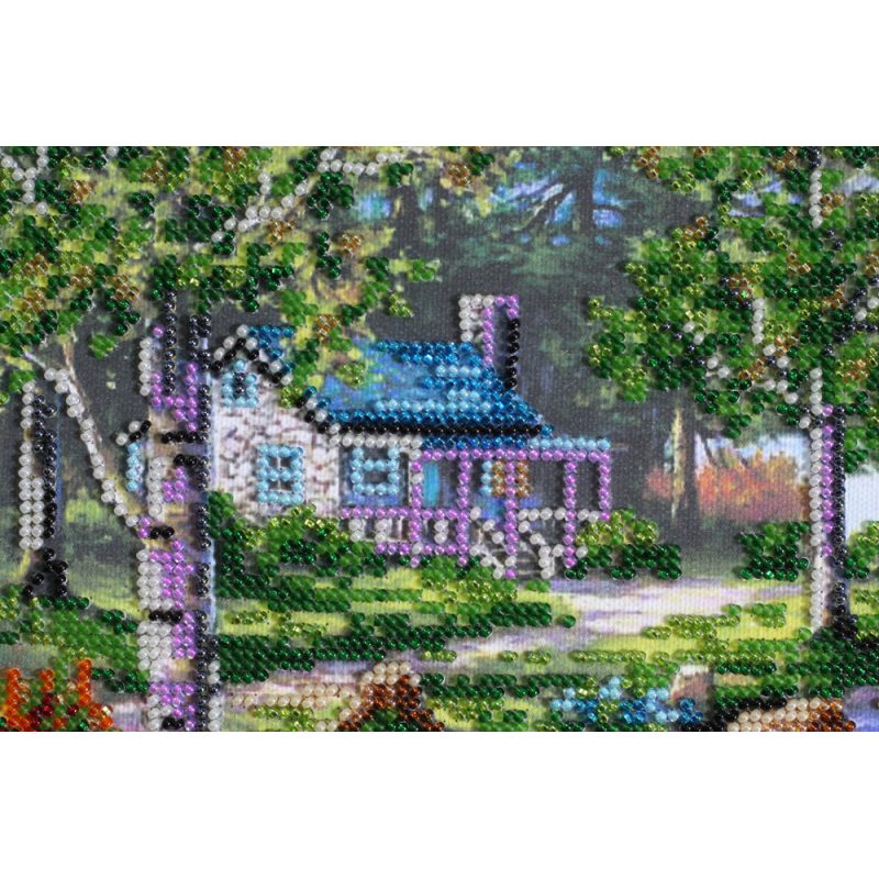Bead Embroidery Kit on Art Canvas "Mountain morning"