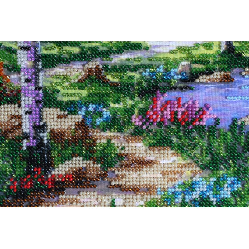 Bead Embroidery Kit on Art Canvas "Mountain morning"