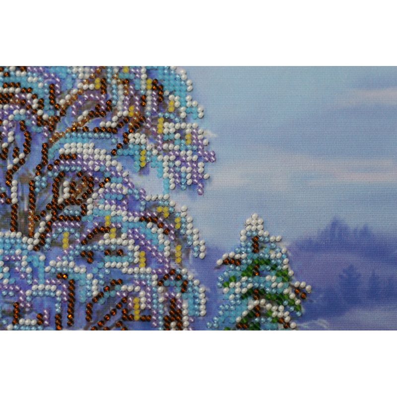 Bead Embroidery Kit on Art Canvas "Winter morning"