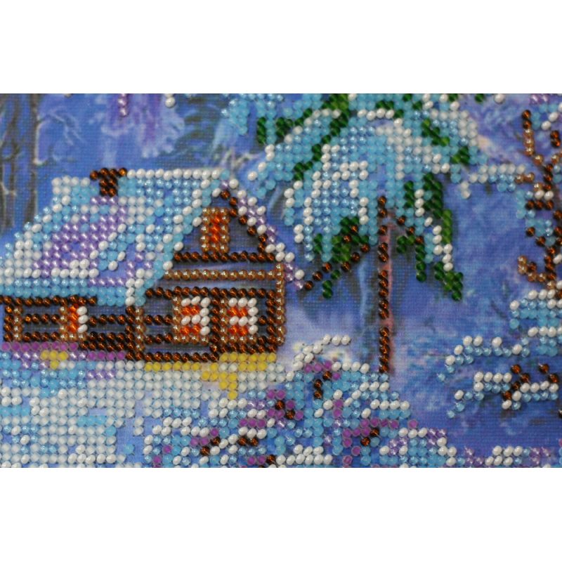 Bead Embroidery Kit on Art Canvas "Winter morning"