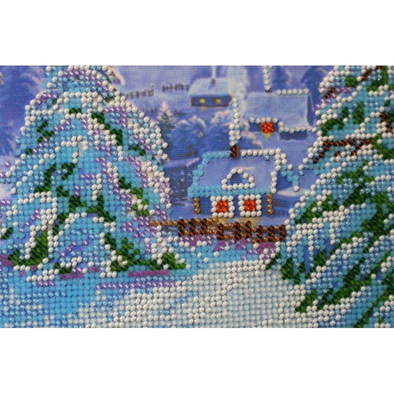 Bead Embroidery Kit on Art Canvas "Winter morning"