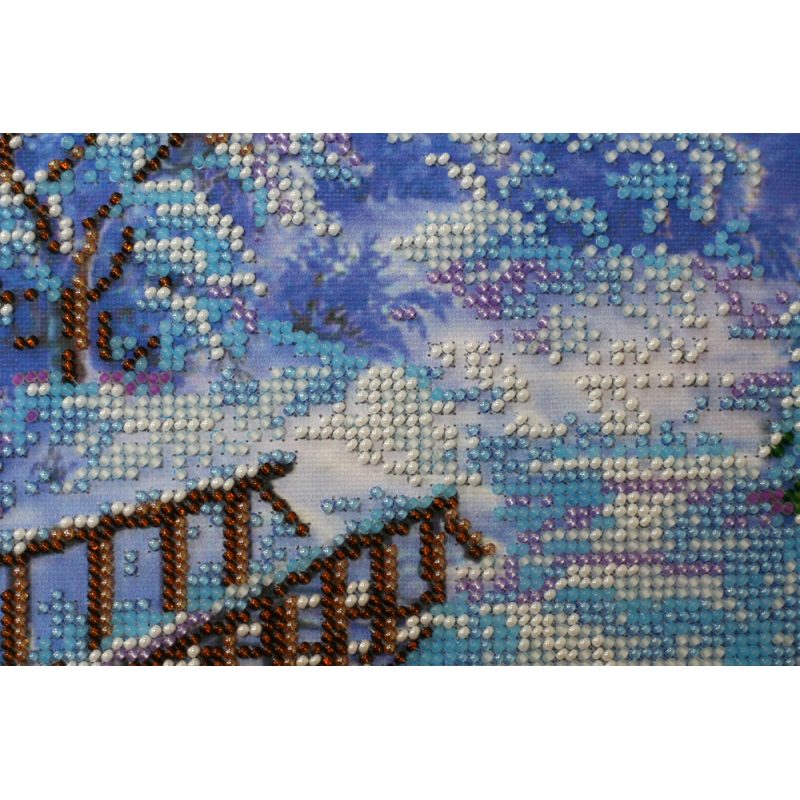 Bead Embroidery Kit on Art Canvas "Winter morning"