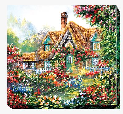 Bead Embroidery Kit on Art Canvas "Home Sweet Home"
