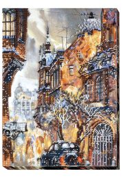 Bead Embroidery Kit on Art Canvas "December snowing"