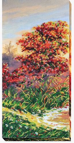 Bead Embroidery Kit on Art Canvas "Autumn scenes-1"