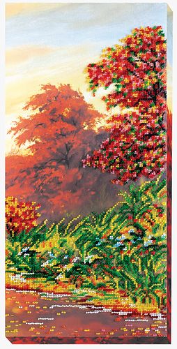 Bead Embroidery Kit on Art Canvas "Autumn scenes-3"