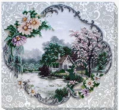 Bead Embroidery Kit on Art Canvas "Afloat house"