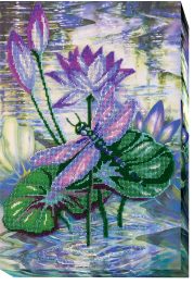 Bead Embroidery Kit on Art Canvas "Among Water-lilies"