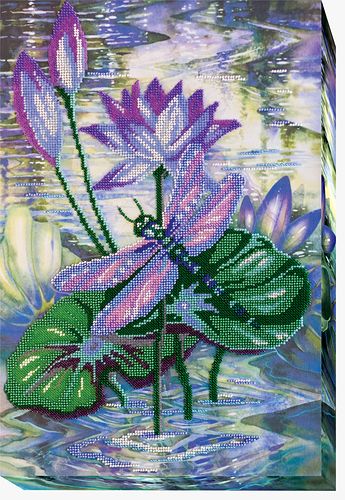 Bead Embroidery Kit on Art Canvas "Among Water-lilies"