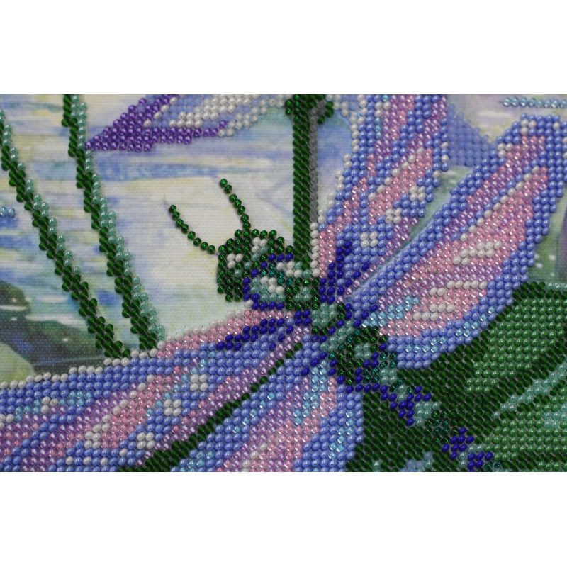 Bead Embroidery Kit on Art Canvas "Among Water-lilies"
