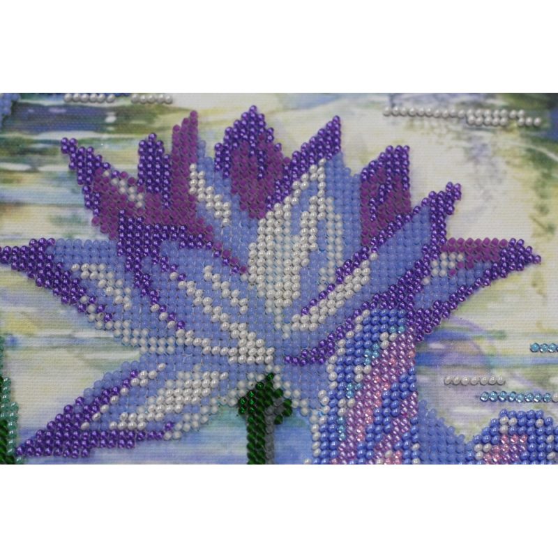 Bead Embroidery Kit on Art Canvas "Among Water-lilies"
