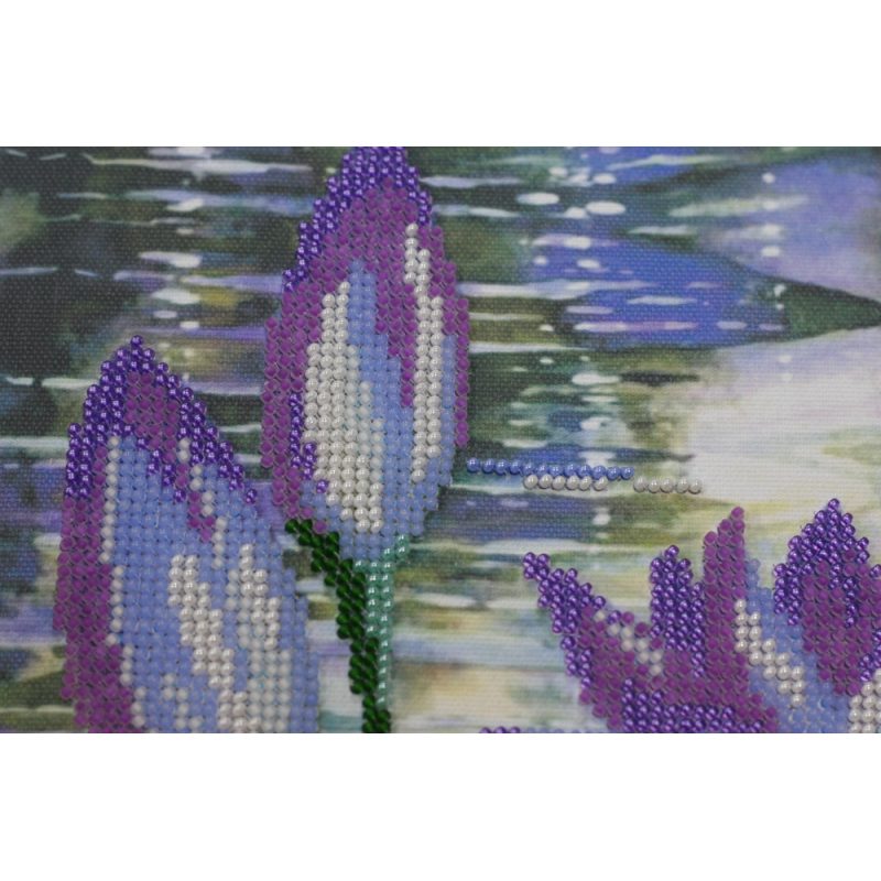 Bead Embroidery Kit on Art Canvas "Among Water-lilies"
