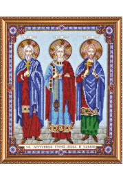 Bead Embroidery Kit on Art Canvas "Icons - Holy Martyrs Gurias, Abibus and Samon"