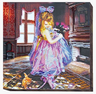 Bead Embroidery Kit on Art Canvas "After the promenade"