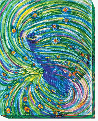 Bead Embroidery Kit on Art Canvas "Emerald whirlpool"