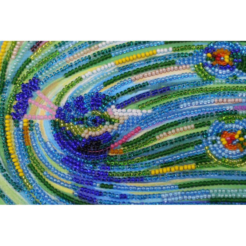 Bead Embroidery Kit on Art Canvas "Emerald whirlpool"