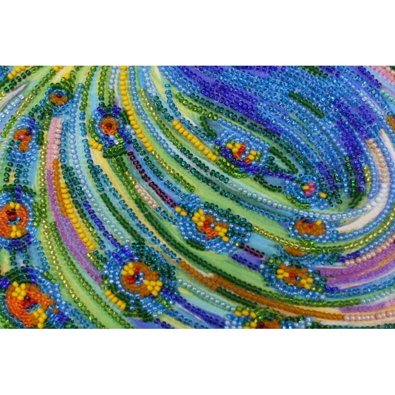 Bead Embroidery Kit on Art Canvas "Emerald whirlpool"