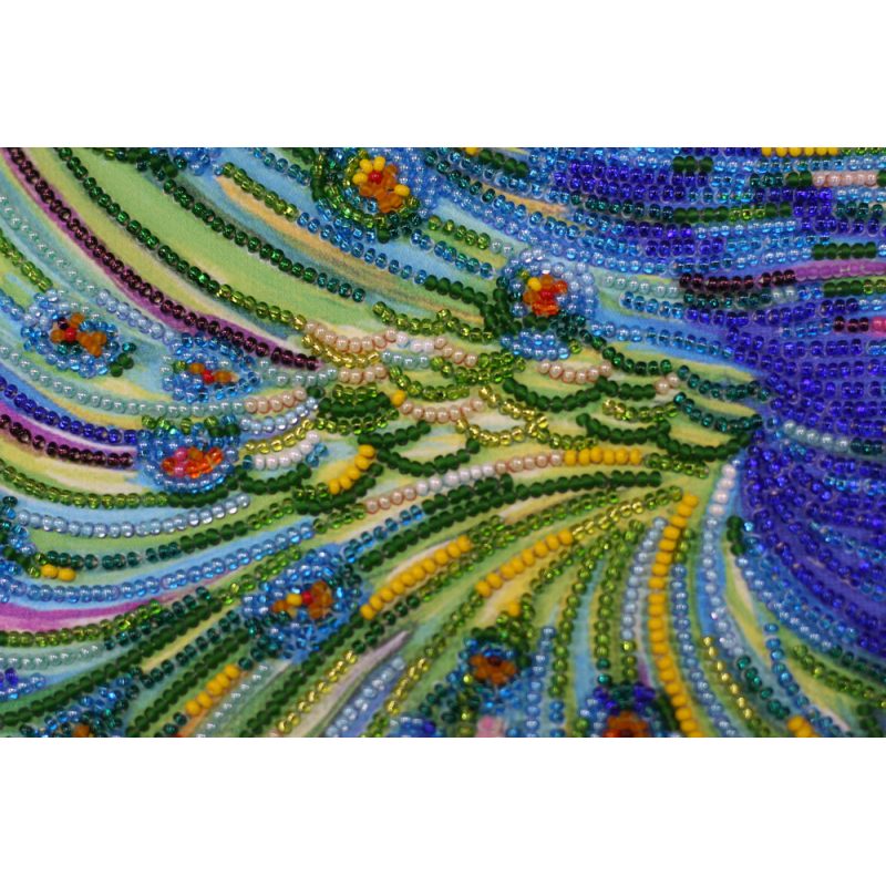 Bead Embroidery Kit on Art Canvas "Emerald whirlpool"