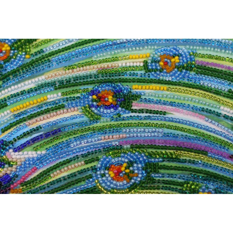 Bead Embroidery Kit on Art Canvas "Emerald whirlpool"