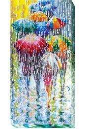 Bead Embroidery Kit on Art Canvas "Cheerful umbrellas"