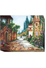 Bead Embroidery Kit on Art Canvas "Seaside street"