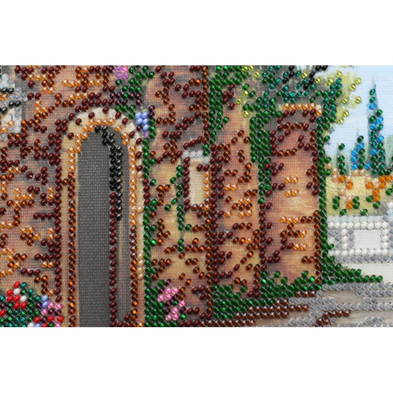 Bead Embroidery Kit on Art Canvas "Seaside street"