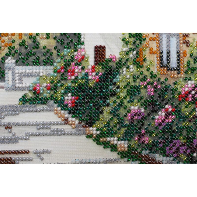 Bead Embroidery Kit on Art Canvas "Seaside street"