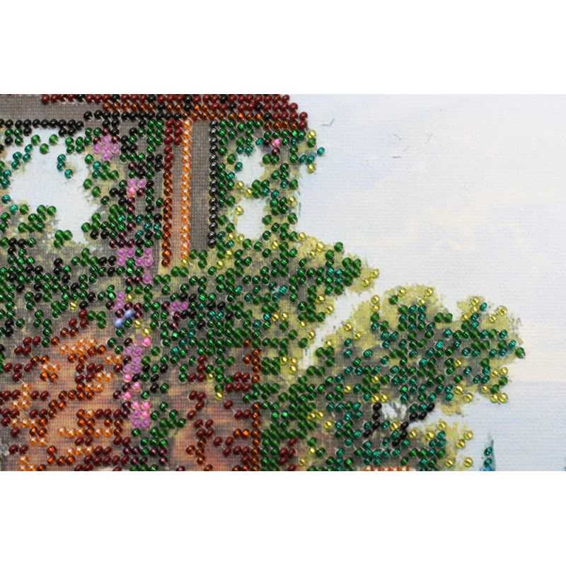 Bead Embroidery Kit on Art Canvas "Seaside street"