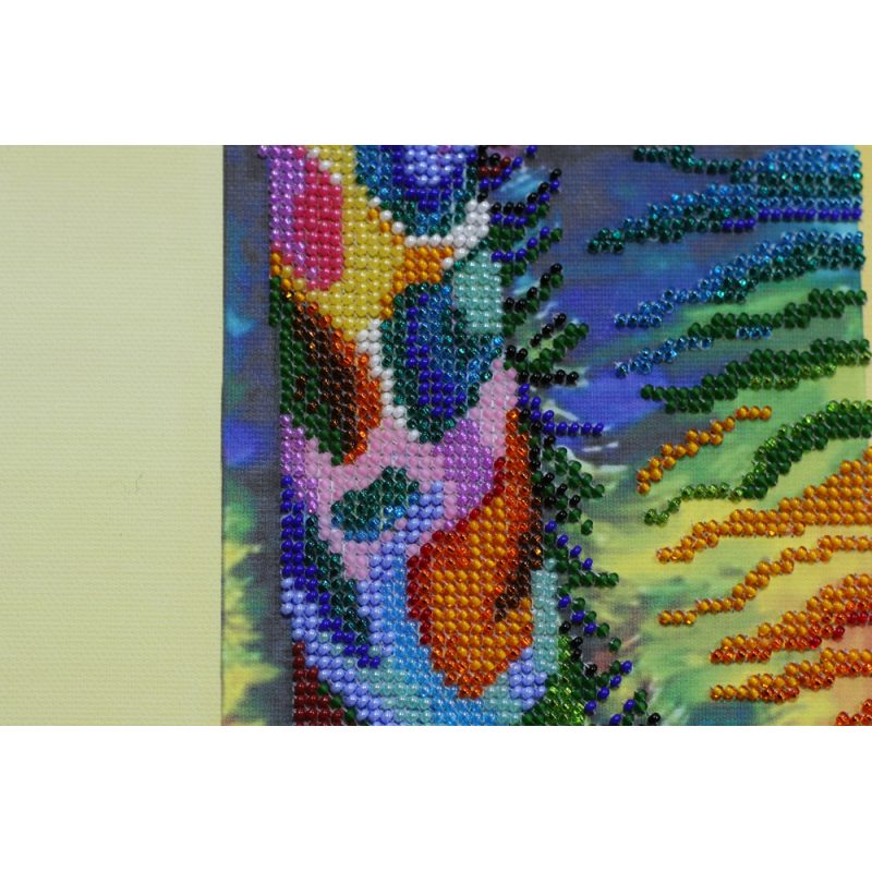 Bead Embroidery Kit on Art Canvas "Rainbow giraffe"
