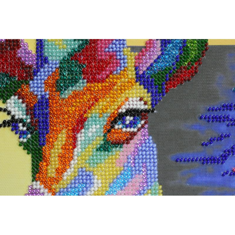 Bead Embroidery Kit on Art Canvas "Rainbow giraffe"