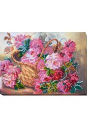 Bead Embroidery Kit on Art Canvas "Pink tenderness"