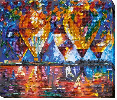Bead Embroidery Kit on Art Canvas "Air balloons"