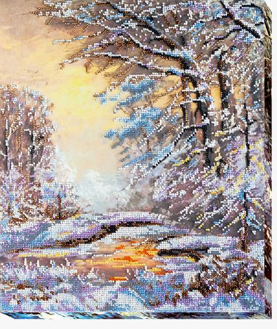 Bead Embroidery Kit on Art Canvas "Crystal winter"