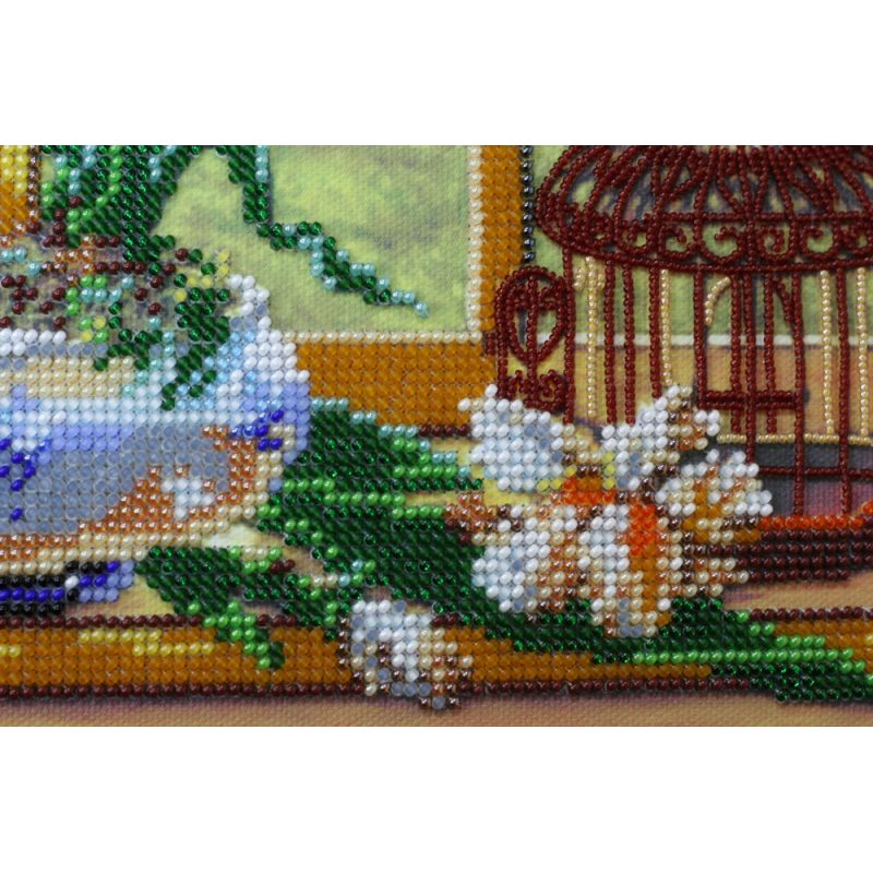 Bead Embroidery Kit on Art Canvas "Spring is everywhere-1"