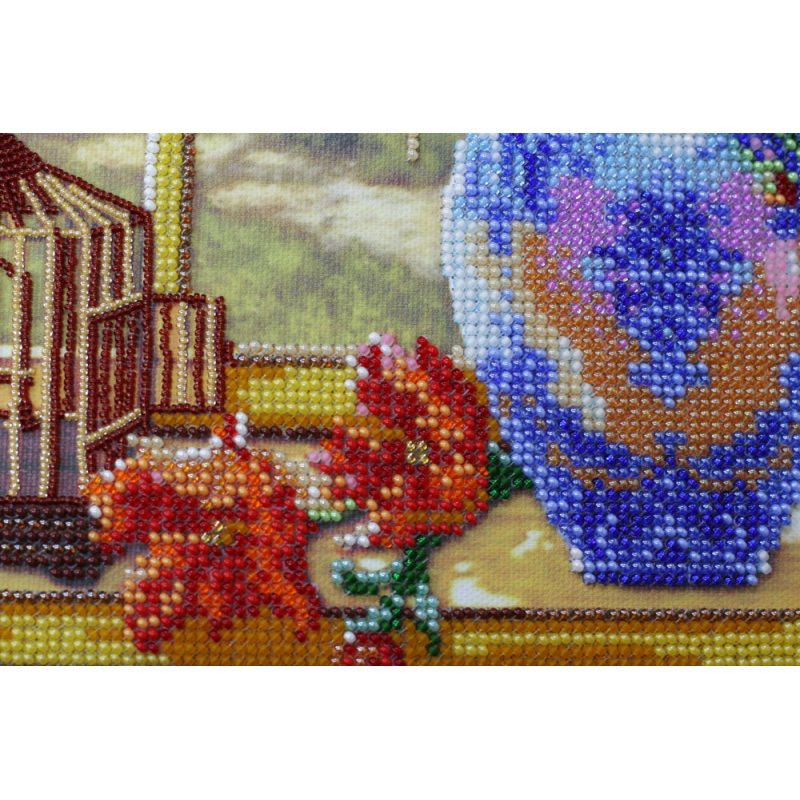 Bead Embroidery Kit on Art Canvas "Spring is everywhere-2"