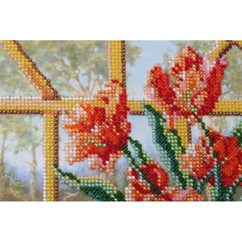 Bead Embroidery Kit on Art Canvas "Spring is everywhere-2"