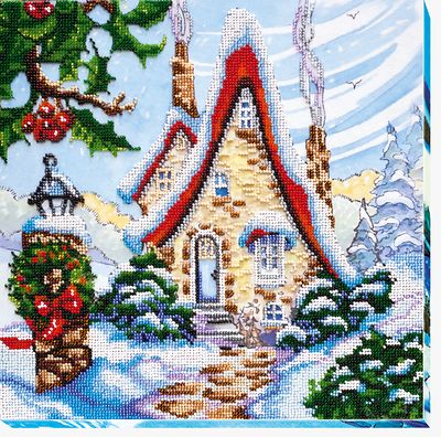 Bead Embroidery Kit on Art Canvas "Fabulous winter - 1"