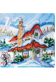 Bead Embroidery Kit on Art Canvas "Fabulous winter - 2"