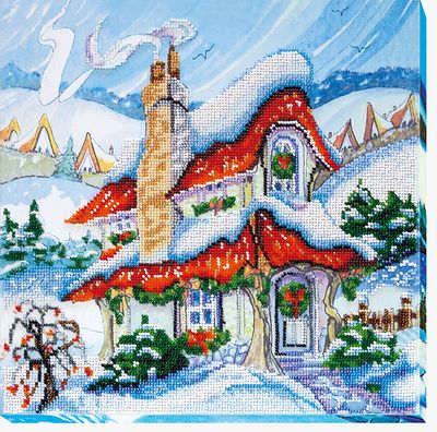 Bead Embroidery Kit on Art Canvas "Fabulous winter - 2"