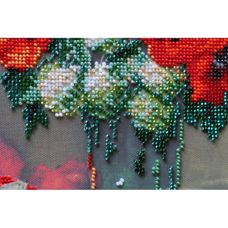 Bead Embroidery Kit on Art Canvas "Poppies and buldenezh"