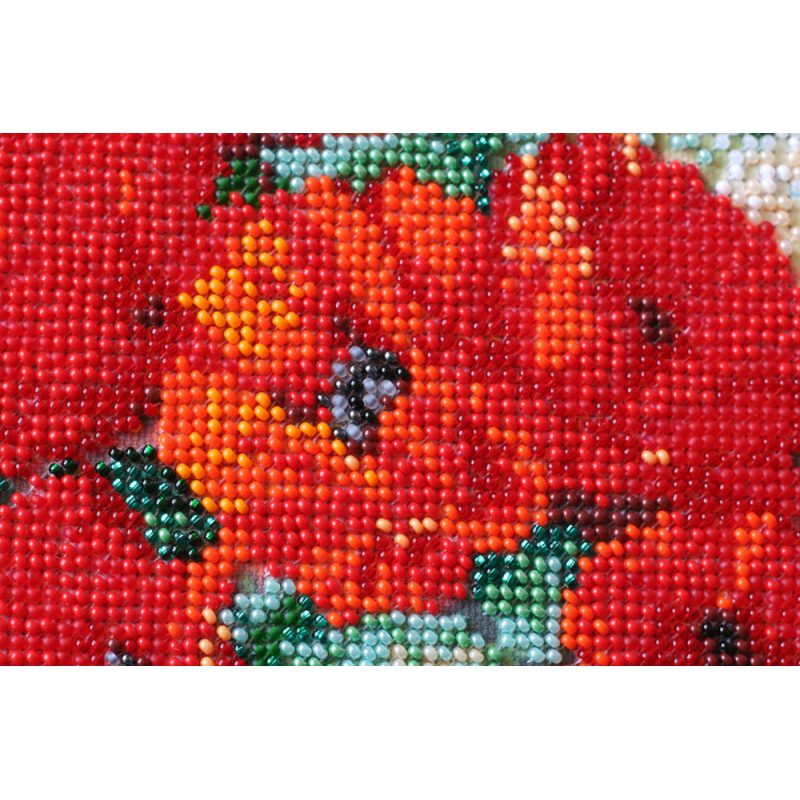Bead Embroidery Kit on Art Canvas "Poppies and buldenezh"