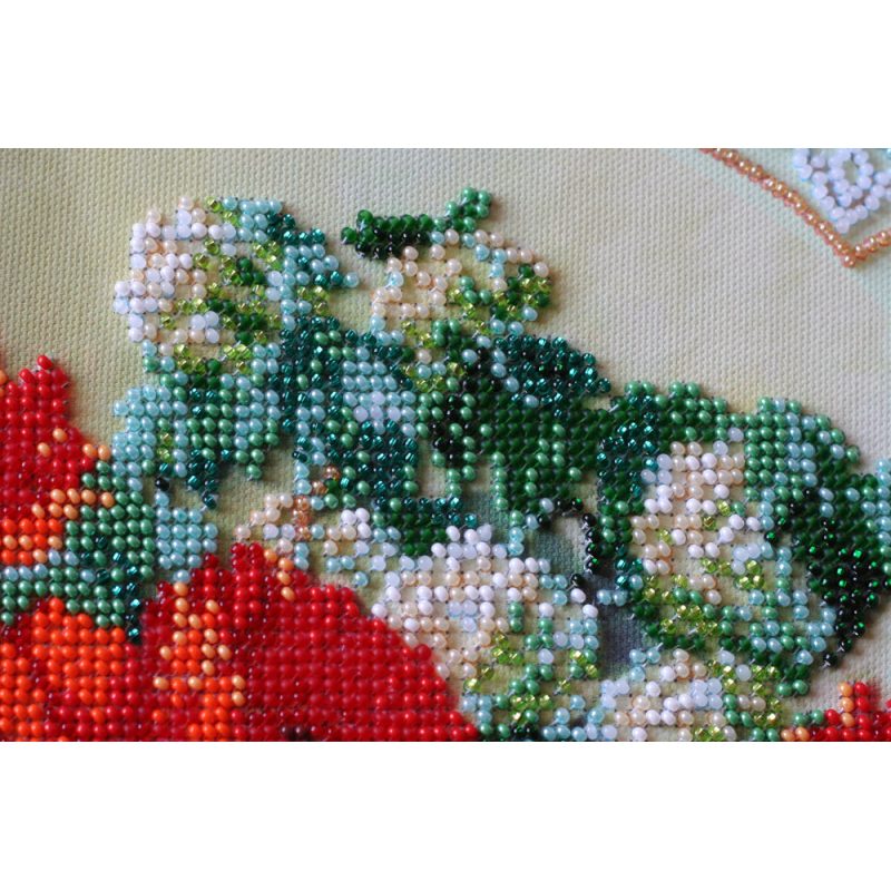 Bead Embroidery Kit on Art Canvas "Poppies and buldenezh"