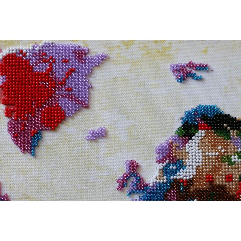 Bead Embroidery Kit on Art Canvas "World map - 2"